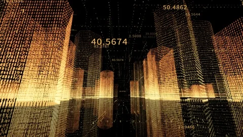 4k seamless loop Big Data Digital City,flowing counters of numbers. Stock Footage 118635528
