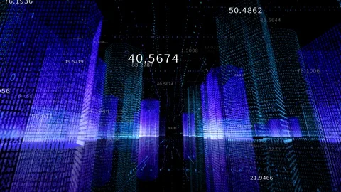 4k seamless loop Big Data Digital City,flowing counters of numbers. Stock Footage 118635543