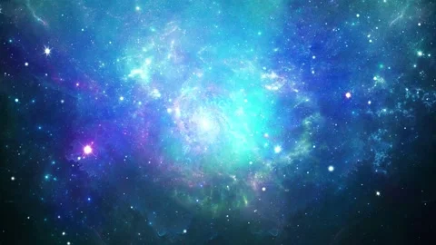 4K Seamless loop galaxy exploration through outer space towards glowing milky Stock Footage