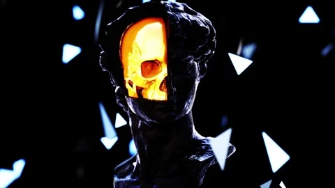 4K Seamless Loop Glowing Skull Sculpture Vidéo 291401248