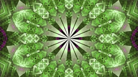 4k seamless loop green leaf mandala pattern slow motion abstract background Stockbeeldmateriaal 303134857