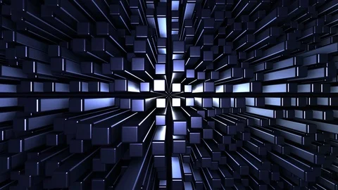 4K Seamless loop metallic cubic terrain Stock Footage 124803766