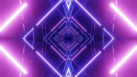4k seamless looped animation. Fly through mirror symmetrical tunnel with neon Stock Footage 201034499