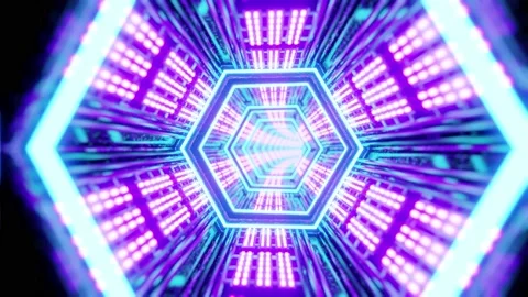 4k seamless looped neon light  tunnel motion loop background Stock Footage 145589620