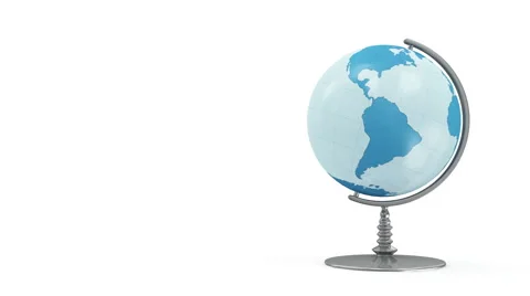 4K Seamless Looping Animation of Desk Globe Rotation on white background Stock Footage 48528731