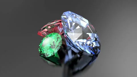 4K Seamless Looping Rotation Animation of Group Color Diamonds Stock Footage 100990961
