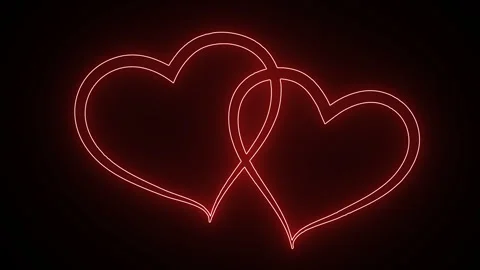 4K Seamless Red Neon Interlocking Hearts Loop - Romantic Screen Element Overlay	 Stock Footage 321834843