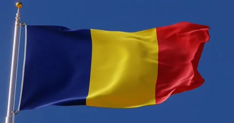 4K Seamless Romania flag looping animation fluttering in the wind. Stock Footage 176218245