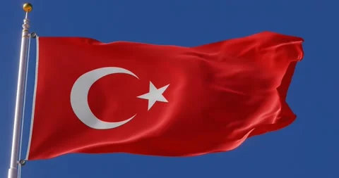 4K Seamless Turkey flag looping animation fluttering in the wind. Stock Footage 176217462