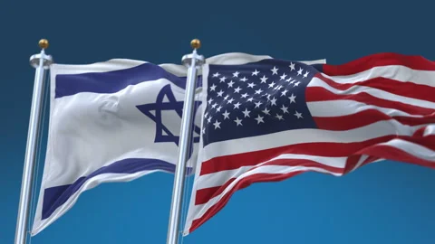4k Seamless United States of America and Israel Flags background,USA US ISR IL. Stock Footage