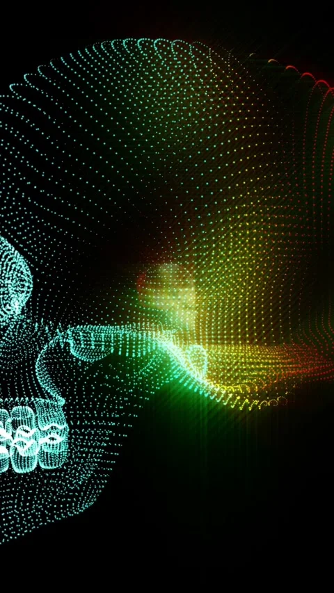 4K Seamless vertical video animated background of a particles skull Video stock 313802301
