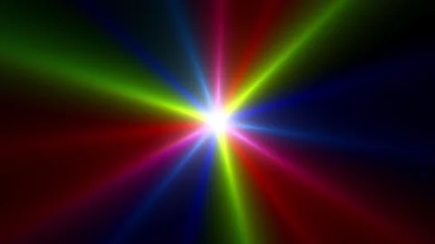 4K seamless video rotating rainbow colors ray lights neon bright creative art Video stock 262532748
