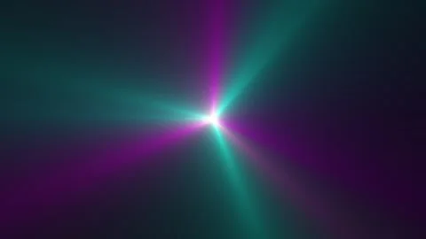 4K seamless video rotating ray lights teal purple neon bright creative art Stock Footage 262532727
