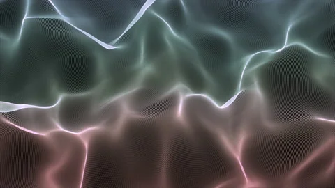 4K Seamless wavy background. Glowing green and red neon waves. Video stock 115741632