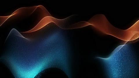 4K Seamless wavy background. Glowing  orange and blue neon waves. Stock Footage 115741837