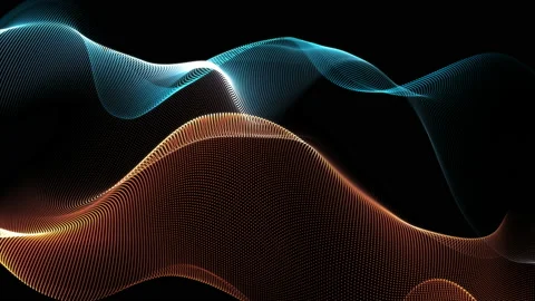 4K Seamless wavy background. Glowing  orange and blue neon waves. 스톡 동영상 115741992