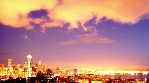 4K Seattle Day/Night Transition Time Lapse Stock Footage 10791943