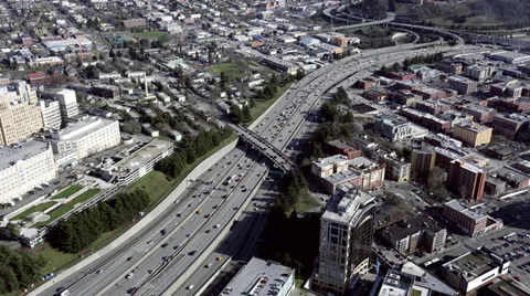 4k Seattle Interstate 5 Traffic Birdseye Time Lapse Stock Footage 37626840
