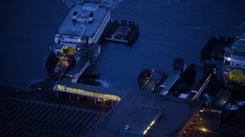 4K Seattle Ports loading at night Stock Footage 73462174