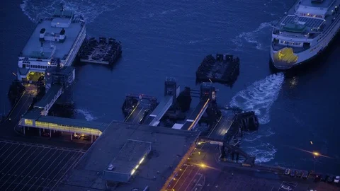 4K Seattle Ports loading at night Stock Footage 73463055