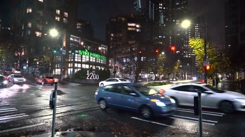 4K Seattle Time-lapse Night Intersection 動画素材 166087620