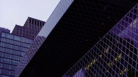 4K Seattle Washington building downtown near public library Stock Footage 73499459