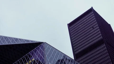 4K Seattle Washington building downtown near public library Stock Footage 73499470