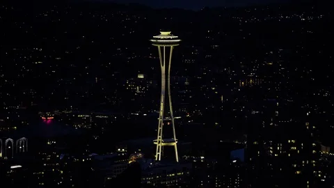 4K Seattle Washington downtown at night time Stock Footage 73458075