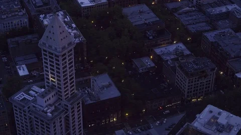 4K Seattle Washington downtown at night time Stock Footage 73462532