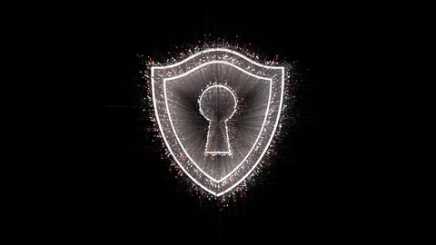 4k Security lock shield protection data encryption,Matrix binary computer code. Stock Footage 114170157