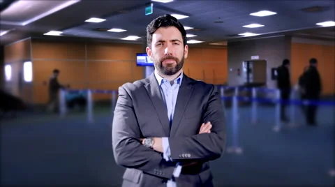 4K Security Manager at Baggage Check Area in Airport Terminal Video stock 59515955