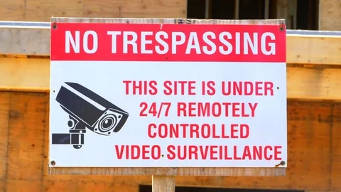 4K Security Surveillance Camera Sign, Caution Symbol Sign Camera Zoom Stock Footage 77159030