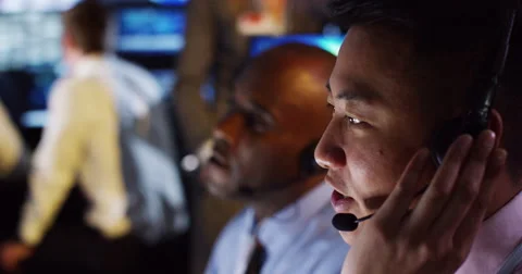 4K Security &amp; surveillance team working in a busy system control room. Stock Footage 49620803