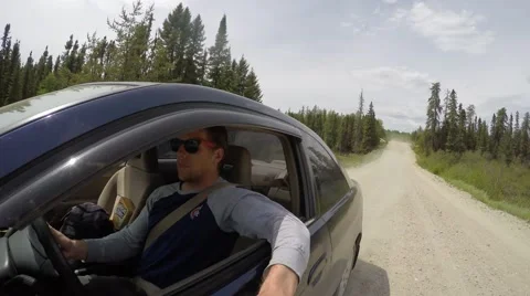 4k selfie view of driver in car on dirt road Stock Footage 51741647