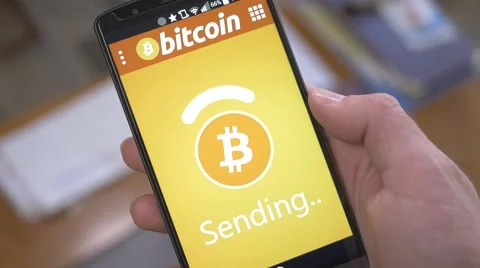 4K Sending Bitcoin With Smartphone Stock Footage 61670069