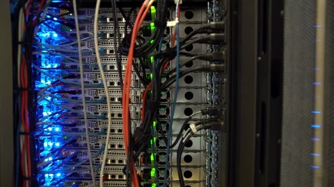 4K Server Room - Data Center - Internet Connection - Communications Stock Footage 95668961