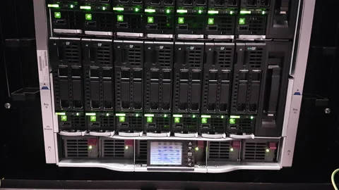 4K Servers Close Up Modern Datacenter Cloud Computing Stock Footage 135383730