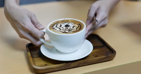 4K Serving Latte Coffee . Stock Footage 172470934