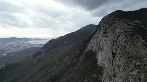 4K. Sheer mountain against the background of clouds Stock Footage 264147364