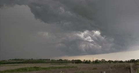 4K Shelf cloud under severe thunderstorm Stock Footage 40402361