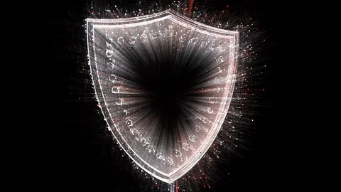 4k Shield protection security data encryption logo,Matrix binary computer code. Stock Footage 114168682