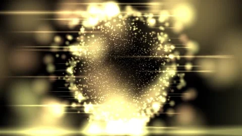 4k Shiny Golden Circular Ring Particles Bokeh Array Animated Background Stock Footage 301570279