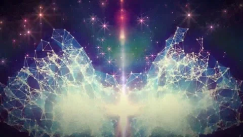4k Shiny Pyramids Wings Floating Space Motion Background 動画素材 311309321