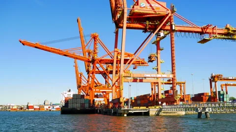 4K Shipping Facility Tracking Shot, Freight Cargo and Ship, Shipping Industry Stock Footage 66784143