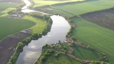 4K. Shooting with the drone top view, the shore of the pond. Stock Footage 131470252