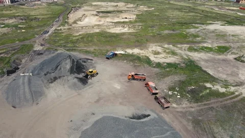 4K shooting of a working yellow loader, which throws rubble 스톡 동영상 157758084