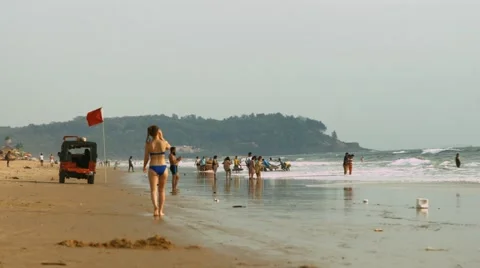 4K Shot of beach in Goa Stock Footage 49112896