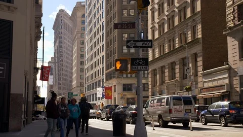 4K Shot of Beautiful Iconic New York Skyscrapers On An Impressive NYC Street  Stock Footage 114010507