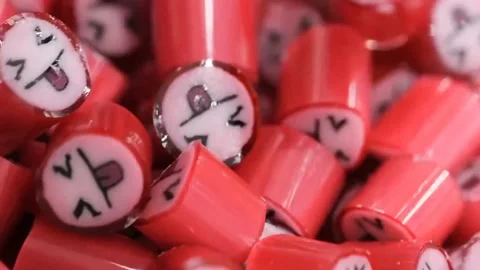 4K shot of cutting sweet candy Stock-Footage 207383659
