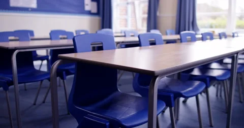 4k, Shot of an empty classroom background. Stock Footage 62965492